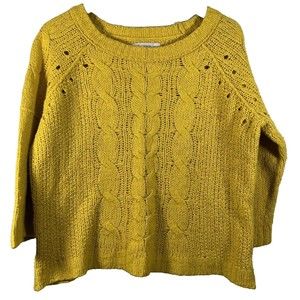 LOFT Knit Sweaters Mustard Yellow Women's Wool Blend Size XL